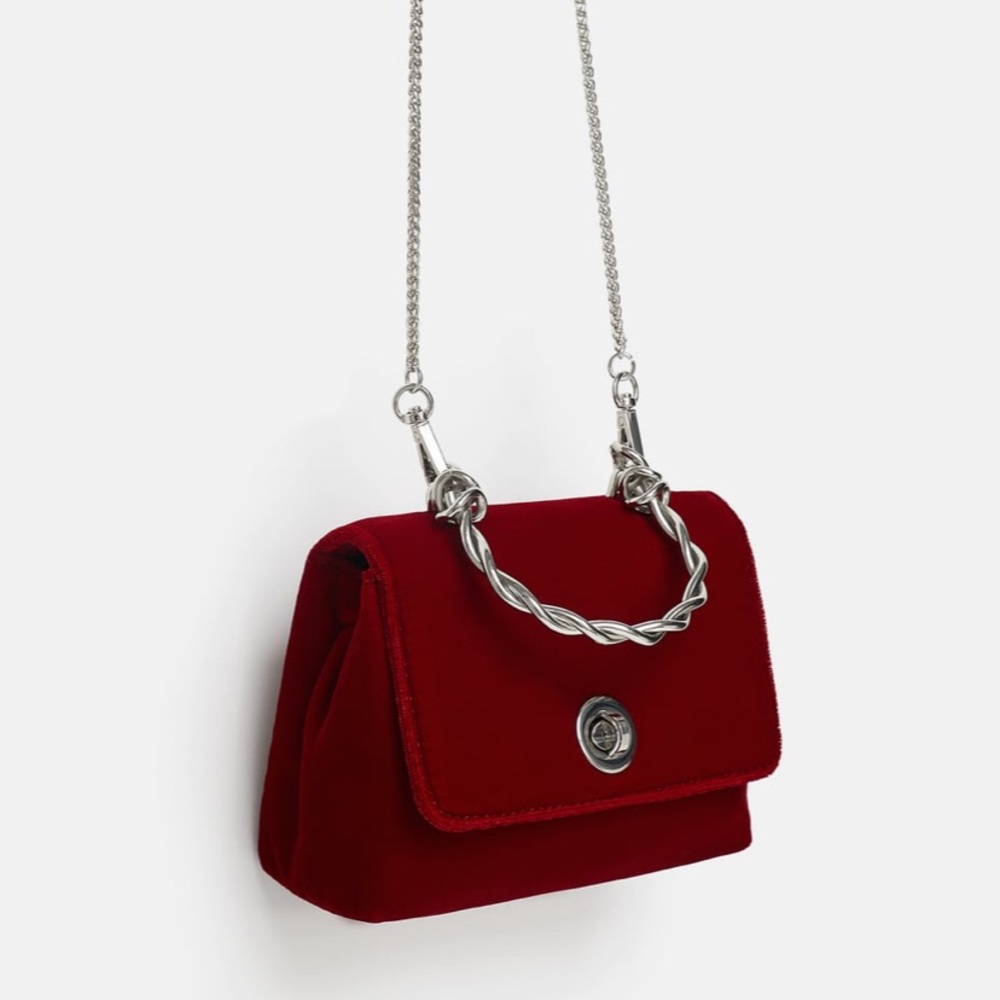 NWT • Zara • Mini Velvet Crossbody Bag
